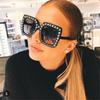 Crystal Oversized Sunglasses Fashion Square Sunglasses for Women Retro UV400 Eyewear