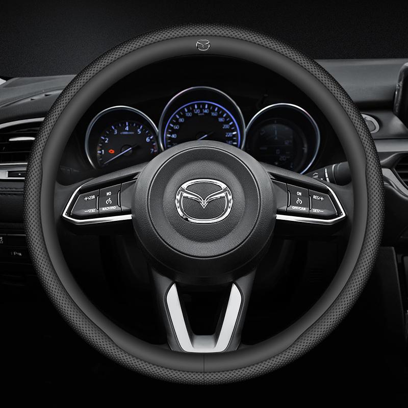 Кожаная накладка на руль автомобиля из углеродного волокна для Mazda 3 5 6 SKYACTIV Axela Atenza CX30 CX5 CX8 CX9 MX5 RX8 RX7 BT50 Аксессуары