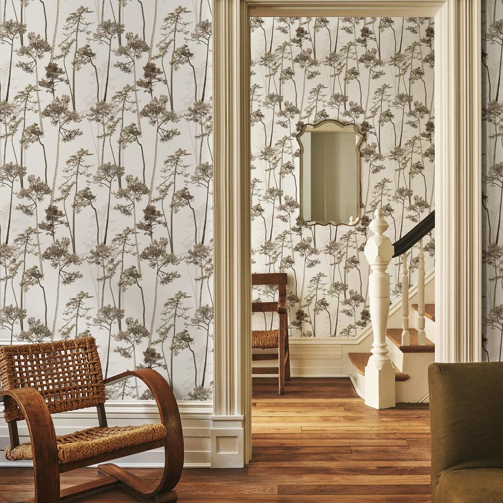 Коричневые Лесные Виниловые Обои Деревья Самоклеящиеся Водонепроницаемые Наклейки для Шкафа Ретро Ванная Кухня Настенное Украшение Фреска