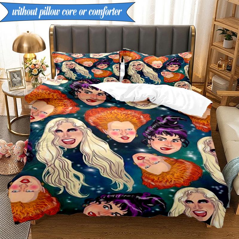 Halloween witches 3pcs K-pop music group Bedding set,Ideal for Bedroom, Dormitory,Including Duvet Cover And 2pcs Pillowcases,Fan gifts