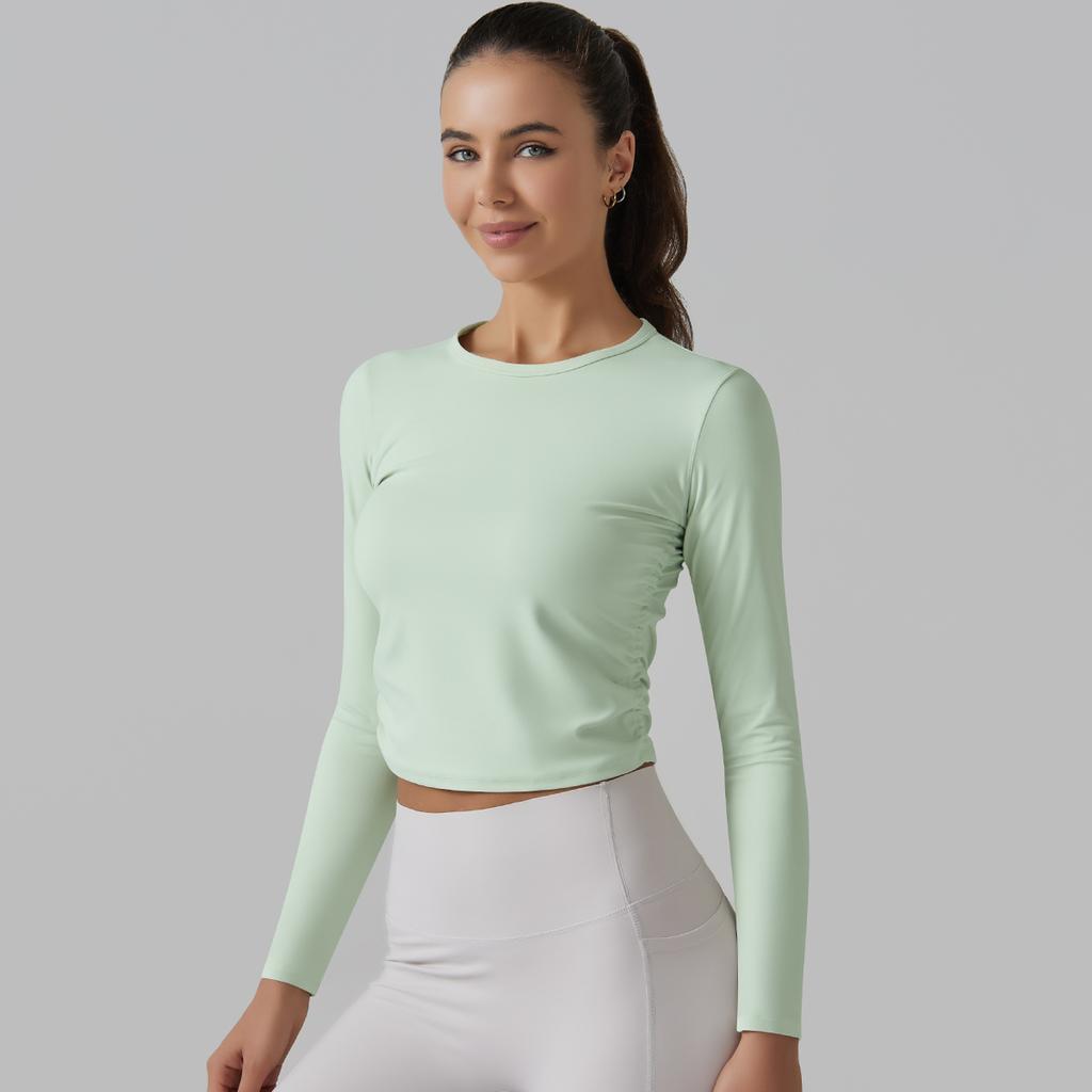 Nessaj Однотонные высокоэластичные рубашки для йоги с длинными рукавами, спортивные топы для бега и фитнеса