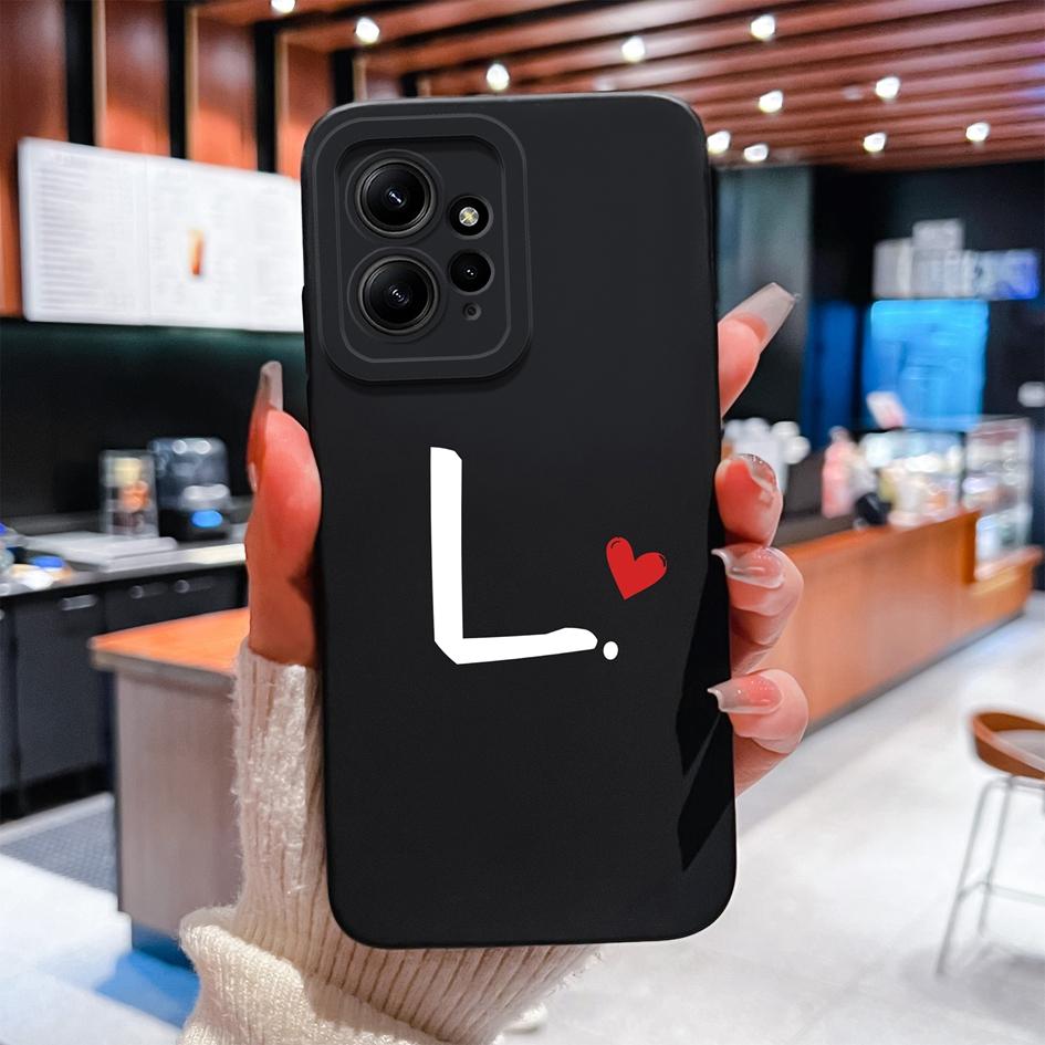 Для Redmi Note 12 12R 12S 13 13R 5 Turbo 3 4 чехол для телефона Lucky 26 Letter мягкий жидкий силиконовый чехол против падений прочный корпус против отпечатков пальцев для Redmi Capa