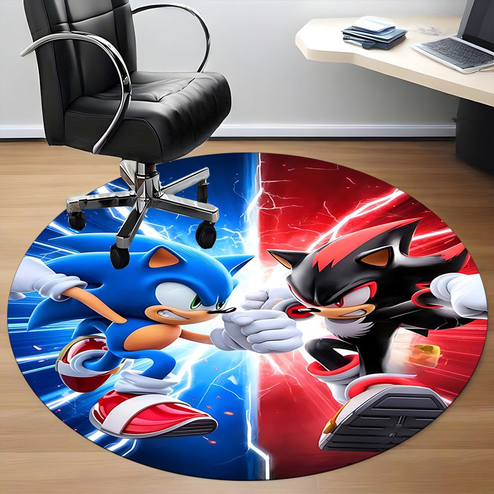 1 шт. Круглый коврик для офиса Sonic, Нескользящий, Мягкий и прочный офисный коврик для декора интерьера, Идеально подходит для офиса, Красивое украшение