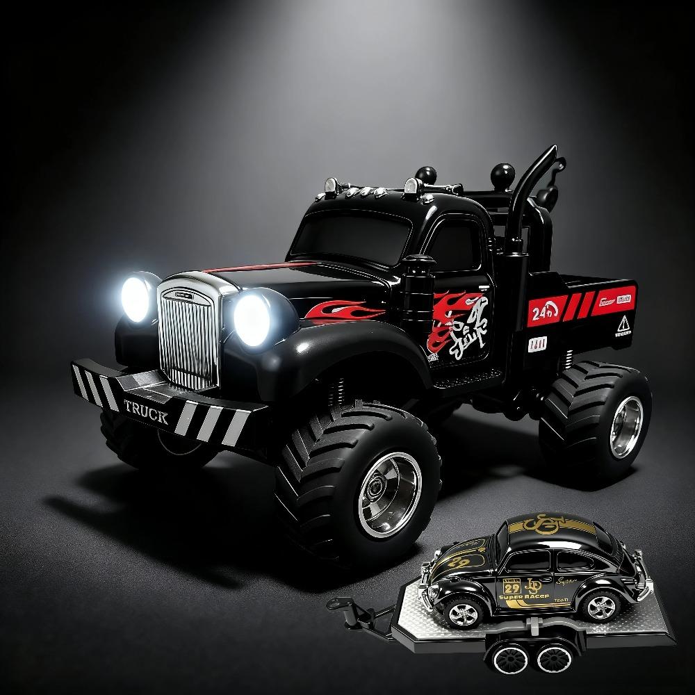 APP1: 64 Mini Alloy Remote Control Truck with Return Power Car Model Male Toy Gift Indoor and Outdoor Toy Car Off road Vehicle T