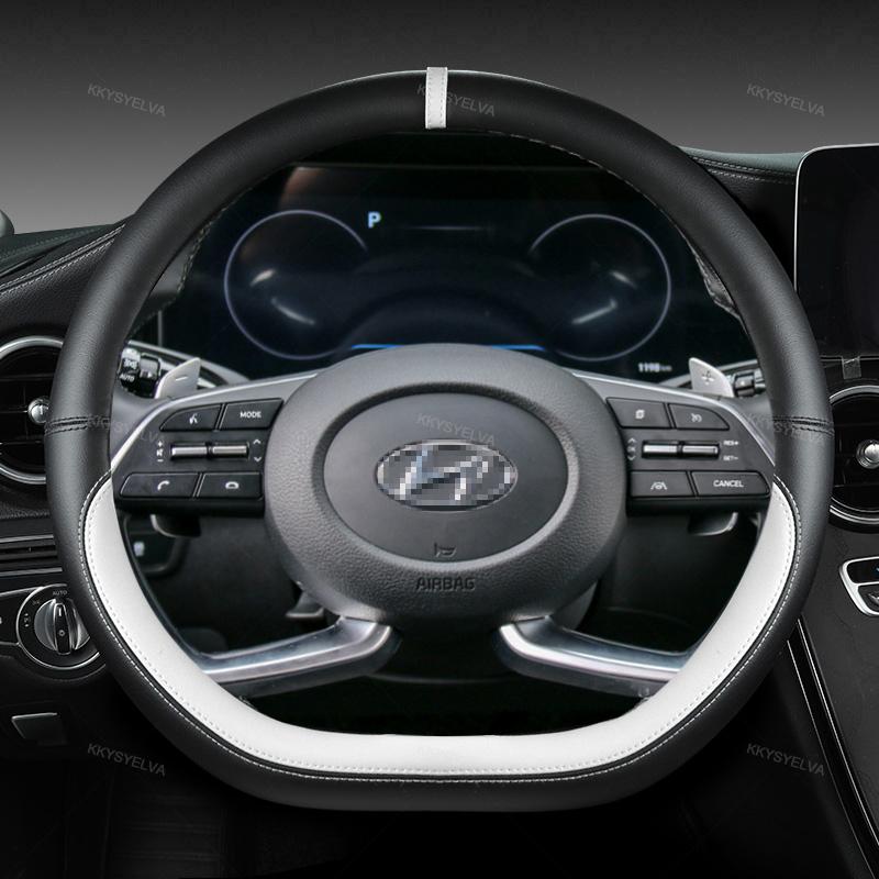Для Hyundai Tucson IX35 NX4 Elantra 7th Sonata 10th из искусственной кожи D-образный автомобильный чехол на руль, автоаксессуары