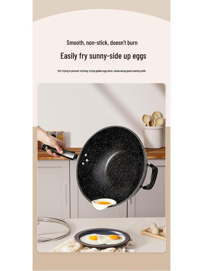 Maifan Stone Non-Stick Lightweight Wok Frying Pan for Household Universal Stovetop.