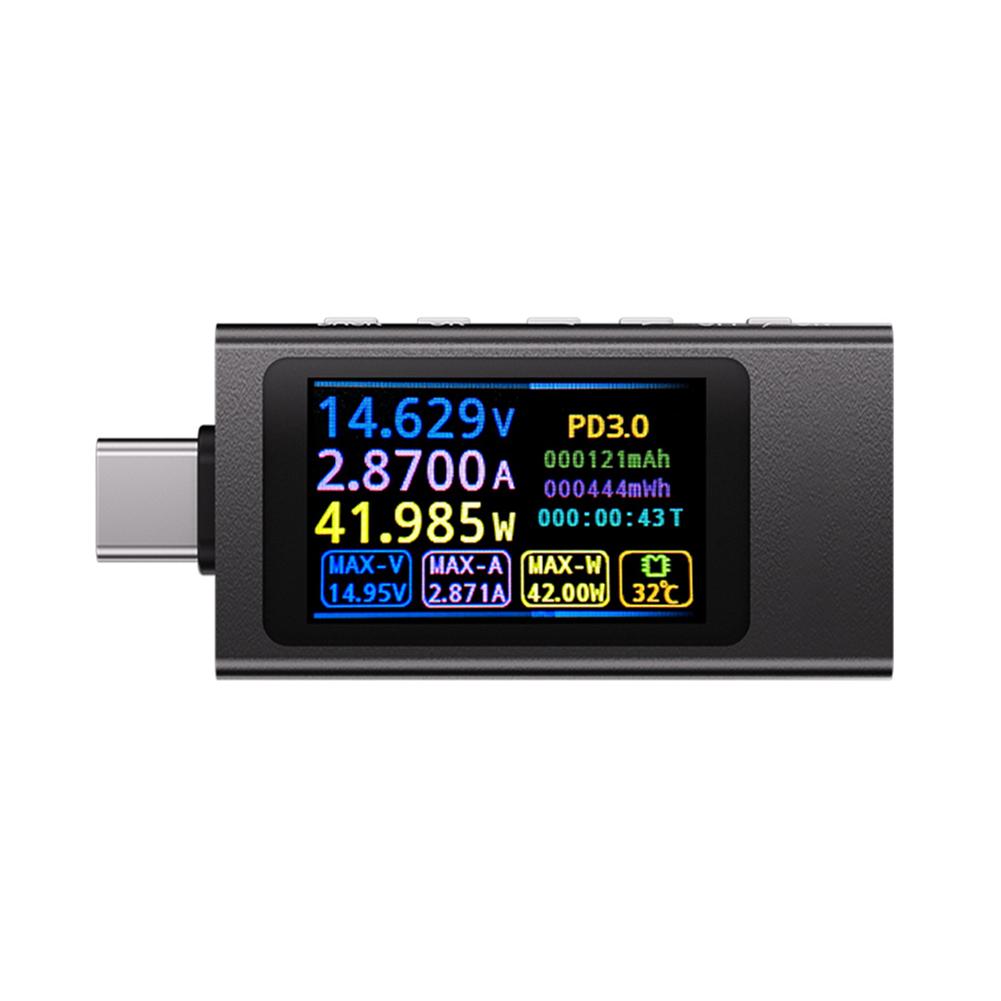 Тестер мощности Type-C DC 4-30V 0-12A Измеритель напряжения и тока Цифровой мультиметр для зарядного устройства Power Bank Детектор емкости