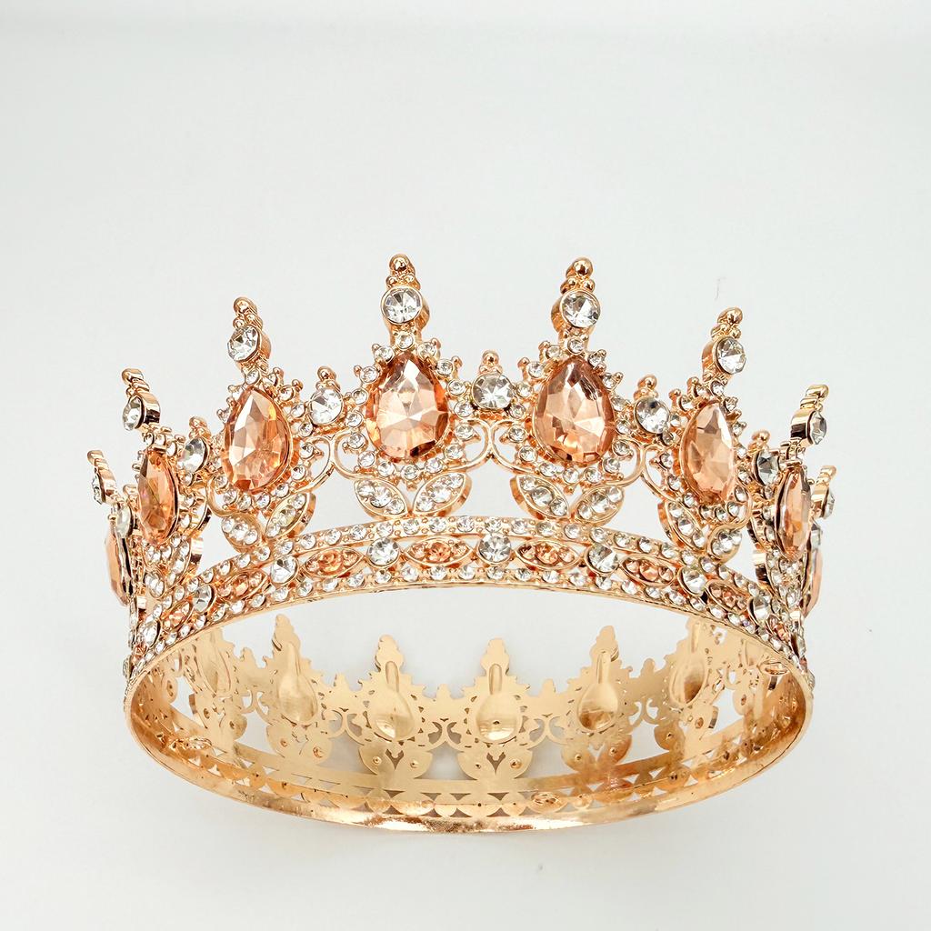 Full Circle Crown Tiara Colorful Baroque Retro Full Diamond Jewelry Wedding Accessories Crown Bridal Crown