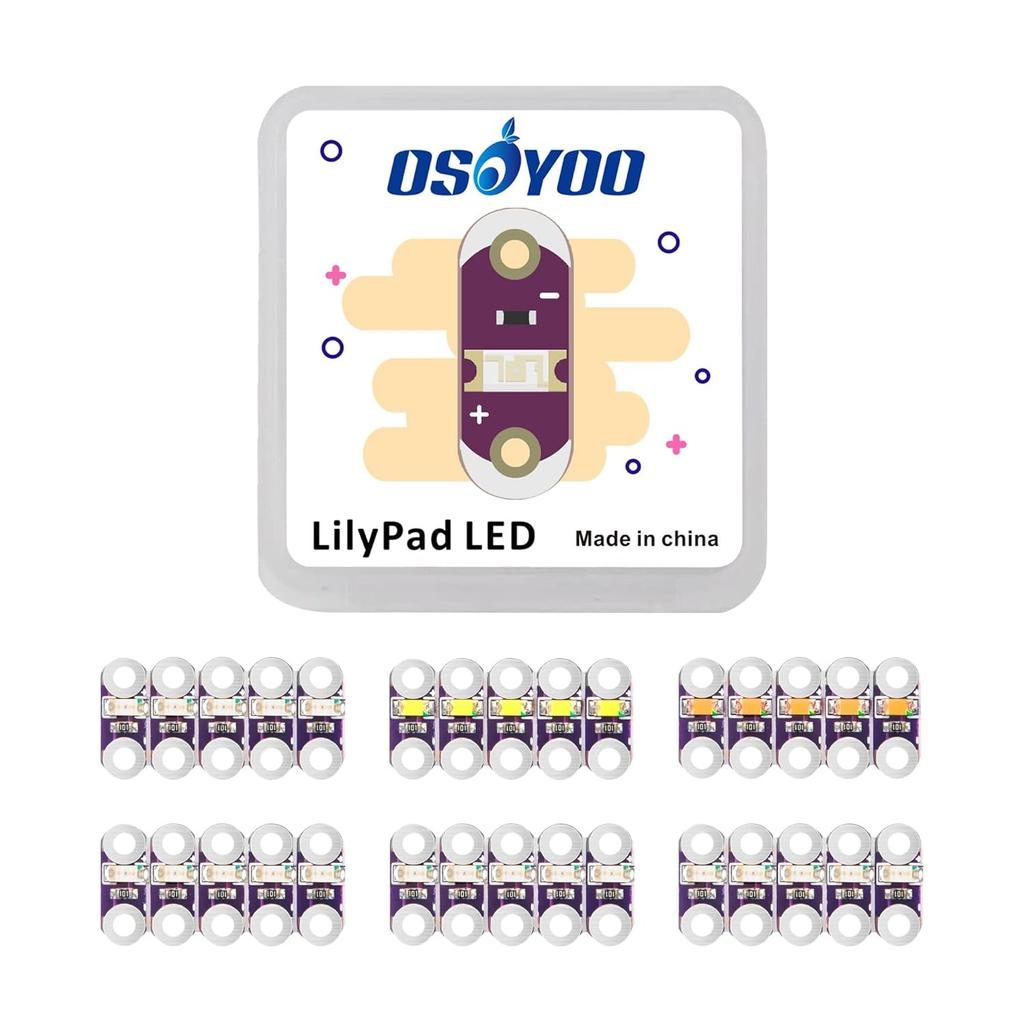 30 шт. светодиодов Lilypad Розовый/Красный/Желтый/Синий/Зеленый/Оранжевый для Arduino Raspberry Pi Микроконтроллер