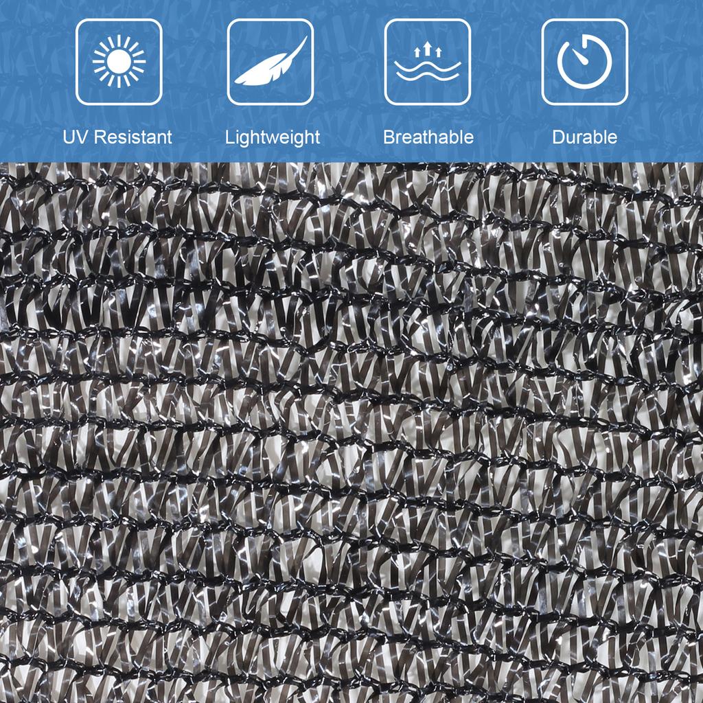 Shade Cloth Cover wtih 16pcs Clips 50% Sunblock Sun Mesh UV Net Garden Shade Cloth Cover 6 x 20FT Black Sun Net for Plant Greenhouse Garden Farm Yard