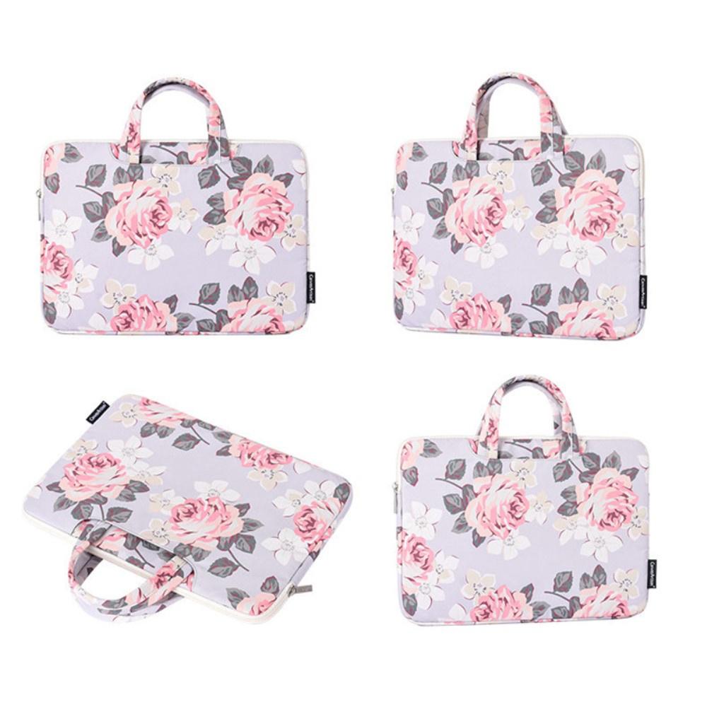 13" Laptop Bag with Rose Print and Handle - Gray