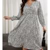 Autumn Fashion Elastic Waist Women Sexy & Club Print Plus Size A-line Ladies Dresses