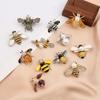 Women Rhinestone Bee Brooch Clothing Accessories Enamel Brooch Pin Cute Insect Pearl Corsage Brooches Party Accessories