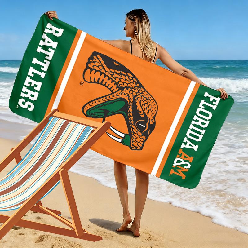 Florida A&M Rattlers Print Beach Towel, Large Soft Quick Dry Towel for Beach Camping Swimming