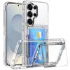 Чехол для Samsung S26 S25 S24 S23 ultra прозрачный Слот для карт Откидная подставка Защитный чехол Ударопрочный Защита от отпечатков пальцев прочный