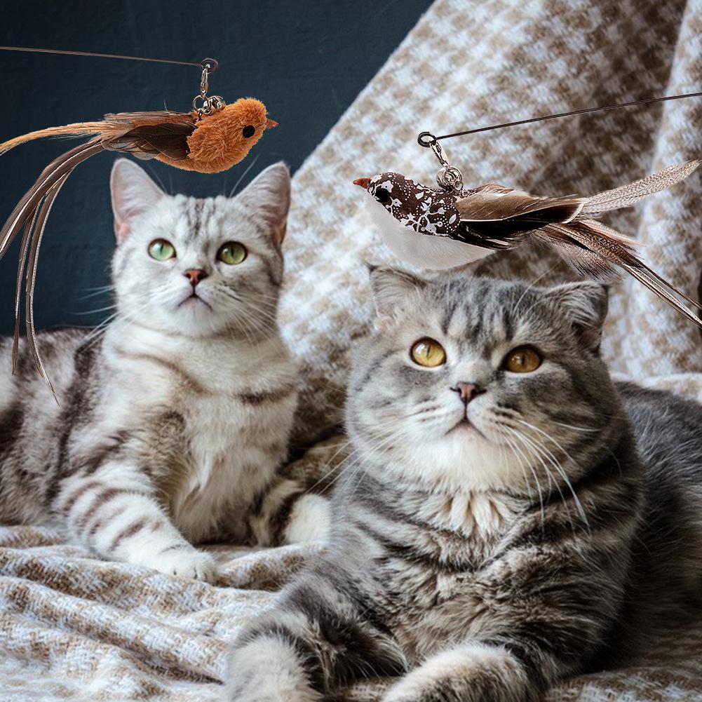 Игрушки для кошек, имитация птицы, интерактивные игрушки, забавная птица из перьев с колокольчиком, игрушка-палочка для котенка, игрушка-дразнилка, кошачьи товары