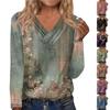 Women's Shirts Dressy Casual Sexy Fashion Pleated V Neck T-Shirts Button-down Fashion Clothing Tunics T-Shirts Pullovers