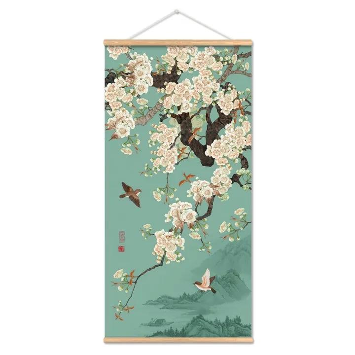 Винтажное китайское искусство Цветение сливы Птица Холст Картина Пейзаж Чернила Картины Холст HD Плакаты Домашний Декор в гостиную Безрамное