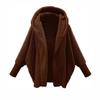 Winter Solid Long Sleeve Jackets 2023 Hooded Loose Plush Coats Large Cardigan Clothes For Women Female Bat Sleeve Clothing 23973