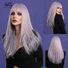 Женские 60 см розовые фиолетовые длинные волосы, длинные прямые волосы, полная шапка, натуральный реалистичный парик из волос