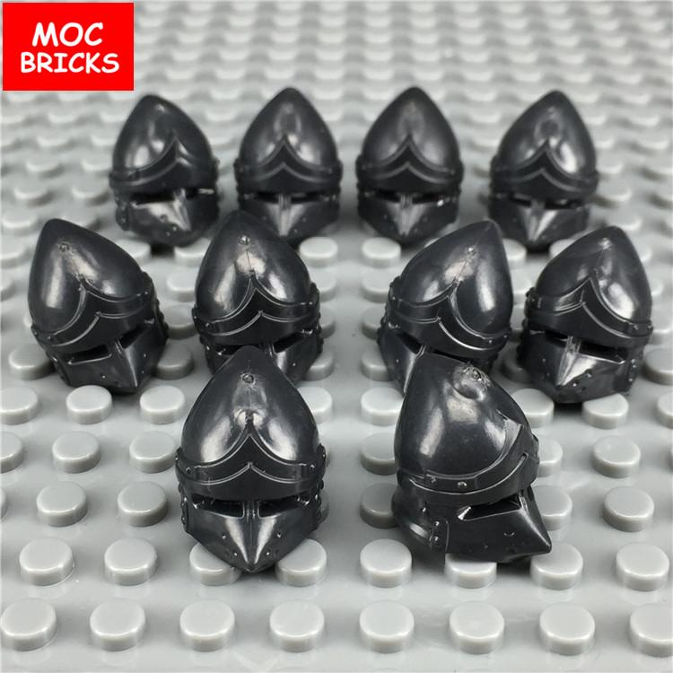 10 шт./лот MOC Кирпичи Средневековые Рыцари Рим Шлем Аксессуар Фигурки Детали Строительные Блоки Игрушки для детей Подарки