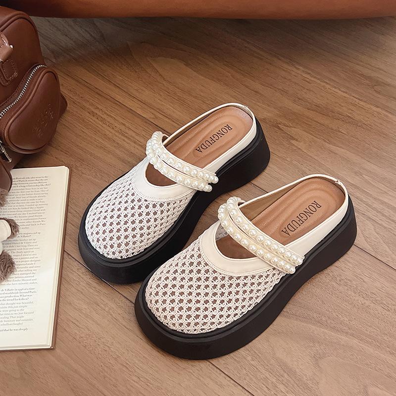 Плетеные сумки, тапочки с закрытым носком, женские летние сандалии 2025, новая обувь Мэри Джейн на толстой подошве, обувь с перфорацией