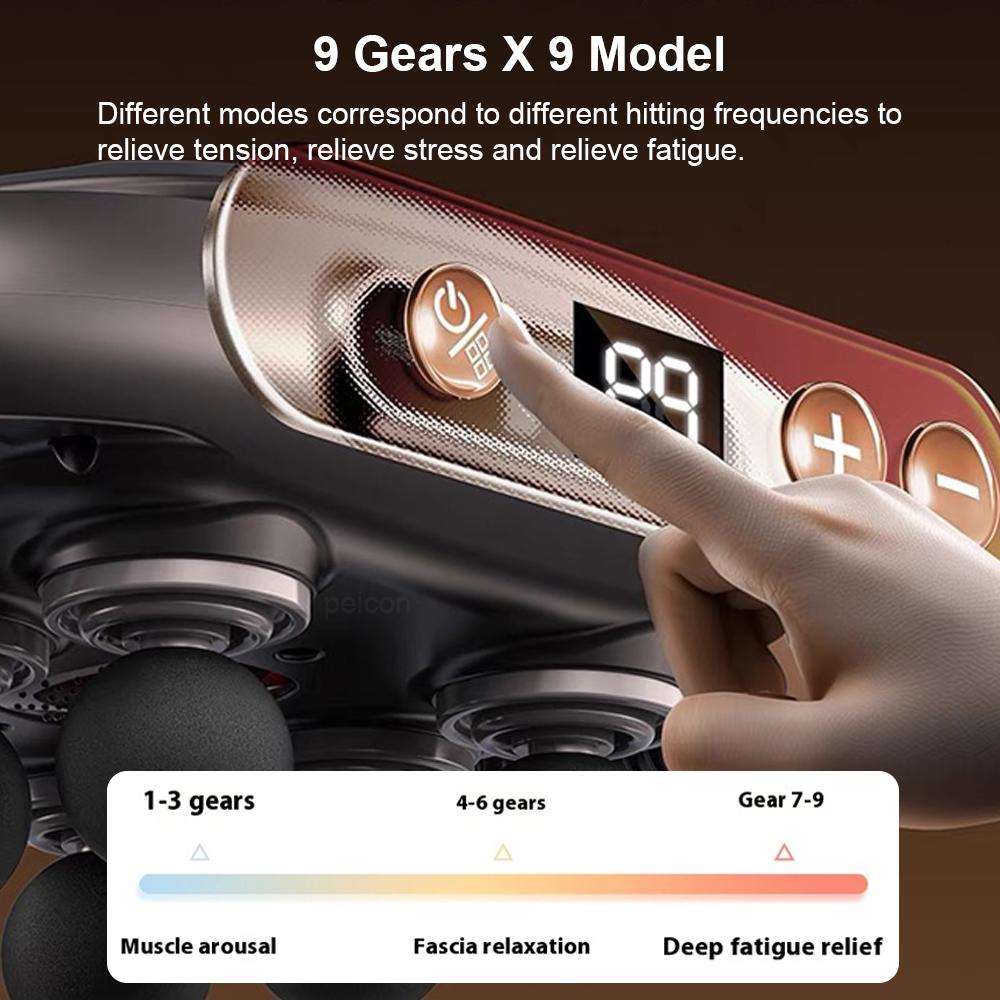 Fascia Gun 6 головок массажный пистолет мышечная релаксация электрический массажер для тела глубокий массаж мышц для снятия боли спины ноги шеи