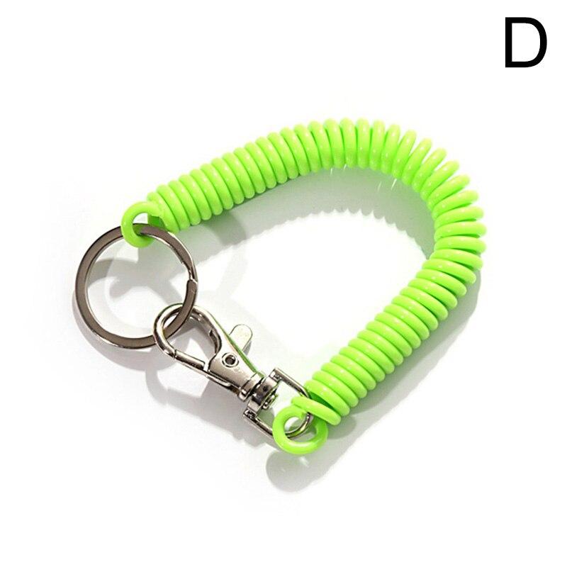 Эластичная пружинная веревка, брелки для ключей, серебряный цвет, металлический карабин для кемпинга, анти-потерянный телефон, пружинный брелок
