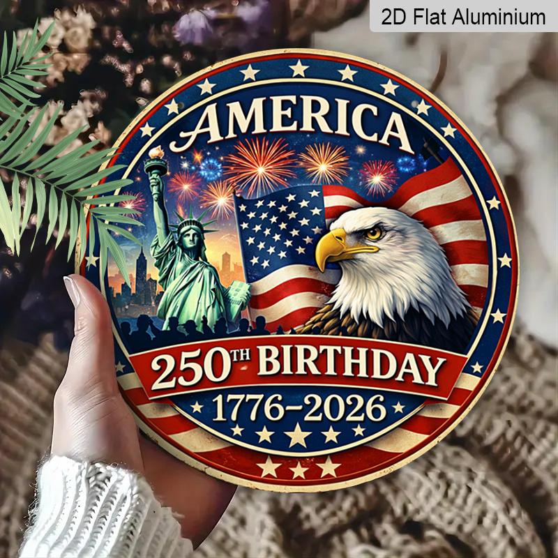 2D плоский, 1 шт. Настенный знак к 250-летию основания Америки, подходит для патриотического декора, Празднование 250 лет истории, Ретро-пластина для 4 июля, День поминовения