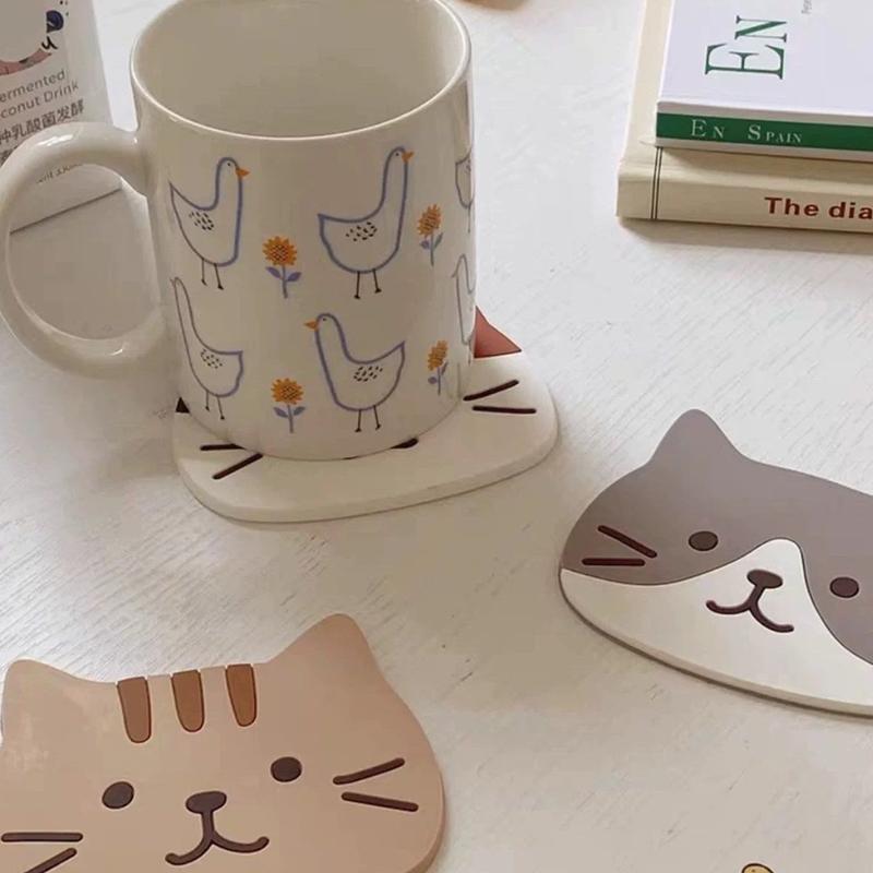 10*8 см многоцветный милый коврик для кофейной чашки декоративный коврик для миски противоскользящий мультяшный кот термостойкие аксессуары