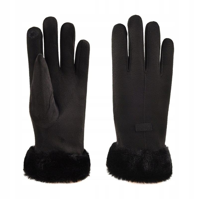 Women's Leather Gloves Touchscreen Black R03