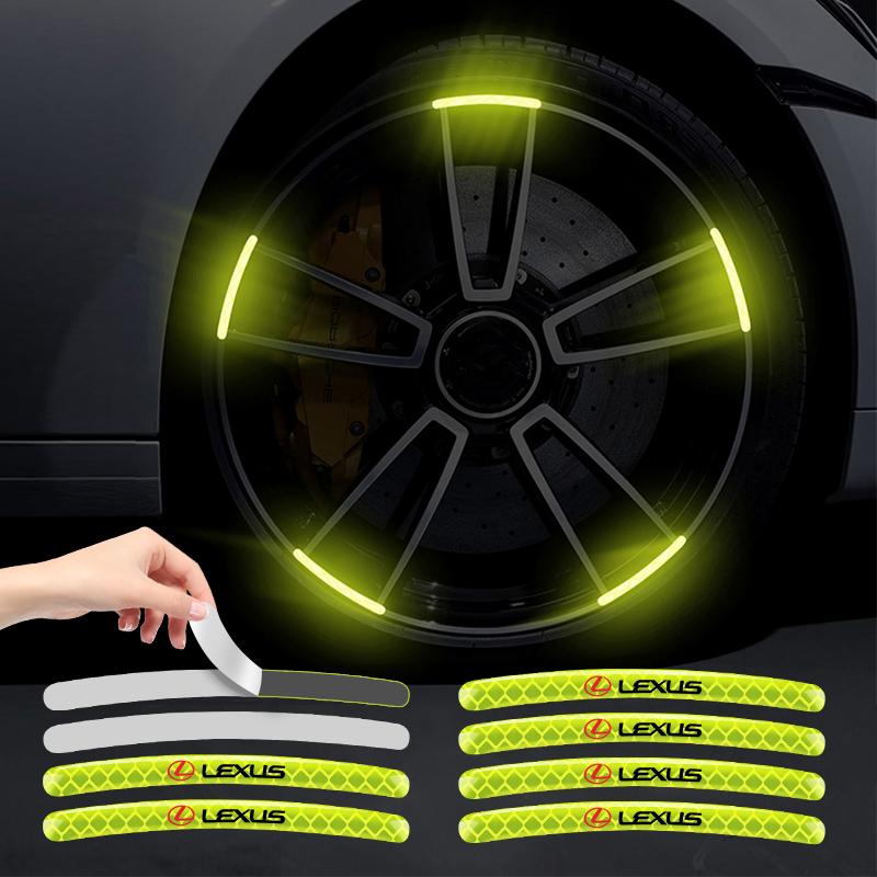 Luminous Car Wheel Hub Stickers High Reflective Stripe Tape For Lexus IS250 IS200 CT200h GS300 LS430 RX450h LX570 IS300BW3