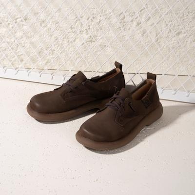 Ретро кожаные маленькие кожаные туфли женские первый слой коровьей кожи мягкая подошва одинарные туфли весенние балетки повседневные туфли