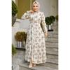 Flower Patterned Brown Hijab Dress 50251kh