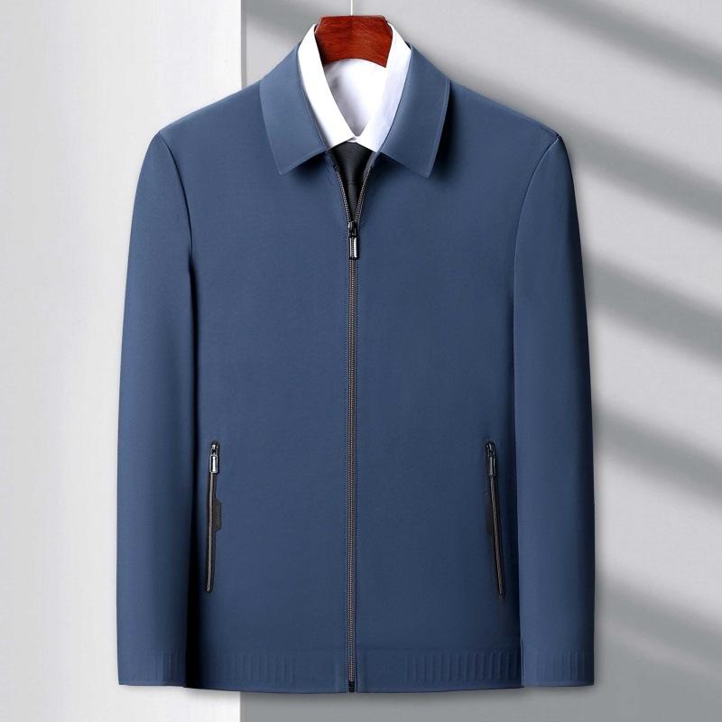 High-end Mulberry Silk Lapel Jacket for Men Spring and Autumn New Business Casual Middle-aged Dad Wear Thin Jacket Jacket