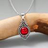 Women Bohemian Artificial Red Crystal Pendant Necklace For Party Prom Jewelry Birthday Gift