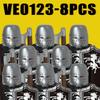 8PCS Medieval Military Gothic Knights Building Blocks Castle Army Guard Soldier Figures Sword Axe Hammer Accessories Bricks Toys Gift