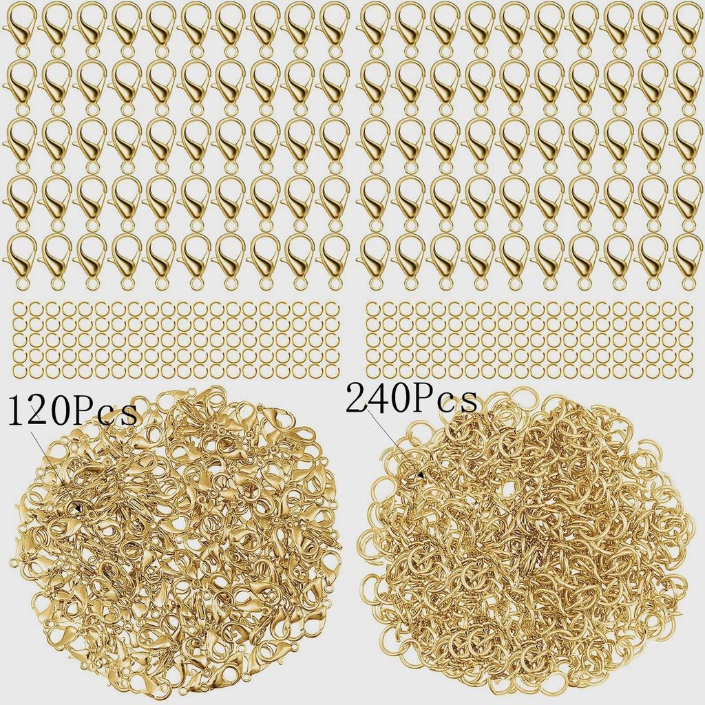 Набор из 240 шт. незамкнутых соединительных колец и 120 шт. застежек-лобстеров для изготовления украшений своими руками