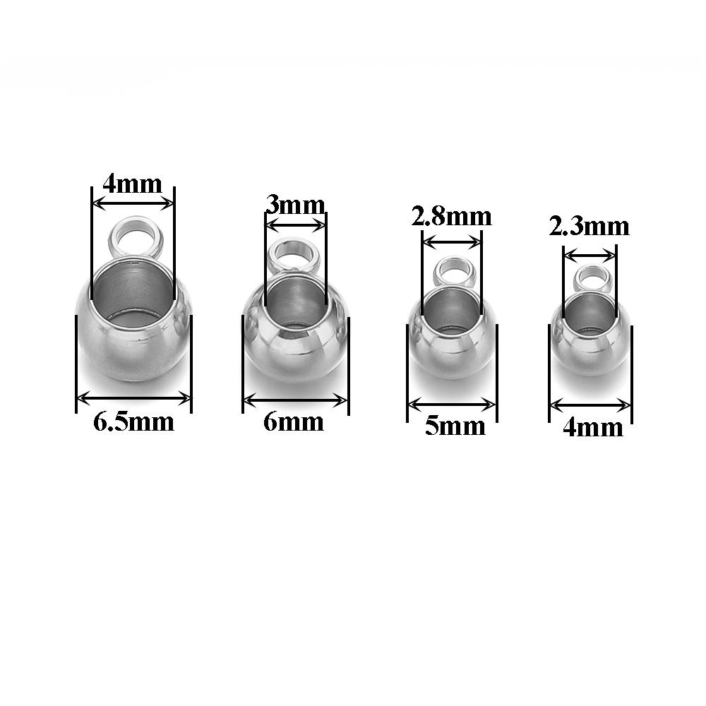 20pcs Stainless Steel Big Hole 2/3/4mm Spacer Beads Pendant Charms Clasps Gold Color Bail Beads for DIY Jewelry Making Findings