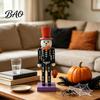 Unique Halloween Party Decoration Nutcracker Wooden Figurine, Hand-Painted Skeleton Soldier Ornament, Retro Style Decorative Statue for Home Tabletop