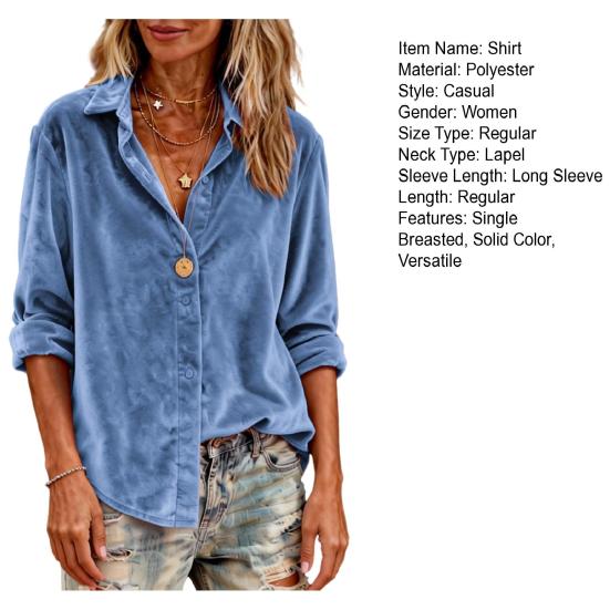 Женская рубашка с лацканами, длинным рукавом, однобортная, кардиган, рубашка однотонная, свободного кроя, вельветовая, для весны-осени, на каждый день