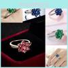 Blue Pink Zirconium Ring Copper Base Gold Plating Conscious Women Decoration