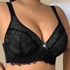 French-style Ultra-thin Women's Underwear Shaping Bra That Makes Large Breasts Appear Smaller Fashionable Lace Pattern Plus Size Bra