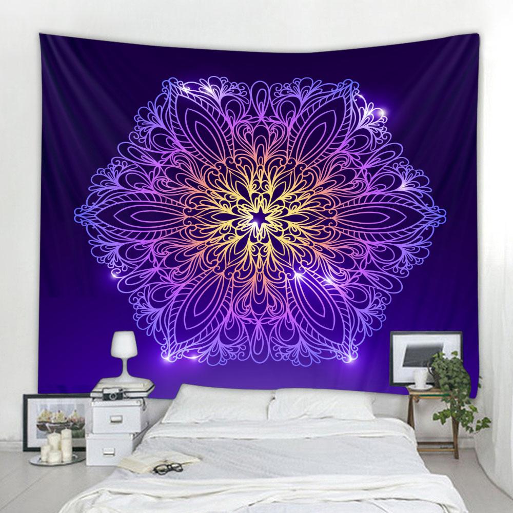 Психоделический гобелен с мандалой, геометрическое фрактальное искусство, настенный хиппи, богемный гобелен для украшения дома, гобелен для йоги, наматрасники