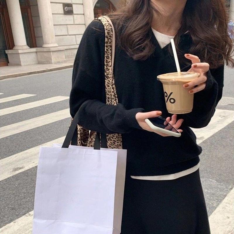 Осенний тонкий вязаный свитер, женский винтажный воротник-поло с длинным рукавом, уличная одежда, пуловер с v-образным вырезом, женская одежда