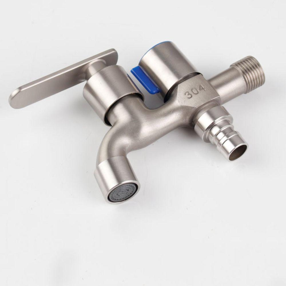 Двойной водопроводный кран с двумя выходами воды, многофункциональный кран для швабры и бассейна из нержавеющей стали