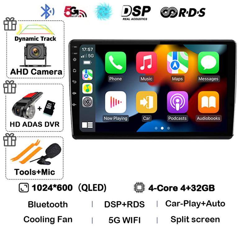Android 14 Carplay Auto для Skoda Fabia 2 2007-2012 2013 2014 Автомобильный радиоприемник GPS стерео мультимедийный проигрыватель головное устройство 2 din WIFI+4G DSP