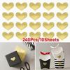 240 Pieces/10 Sheets Gold Heart Handmade Cake Candy Packaging Seal Label Sticker Baking Seal