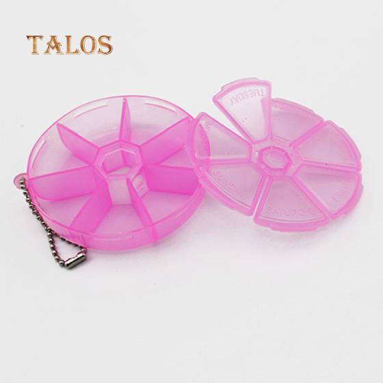 Round Shape 7 Grids Medicine Pill Plastic Storage Box Dispenser Holder Organizer Health Care