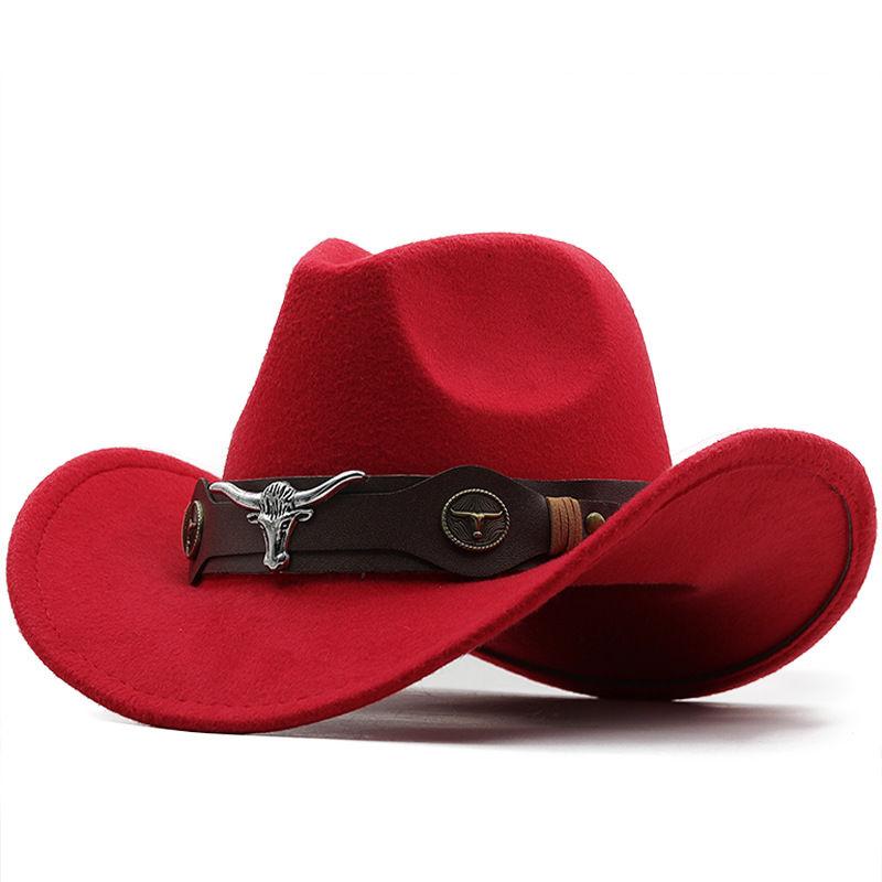 Hat Woolen Jazz Top Hat Bull Head Belt Solid Color Denim Hat